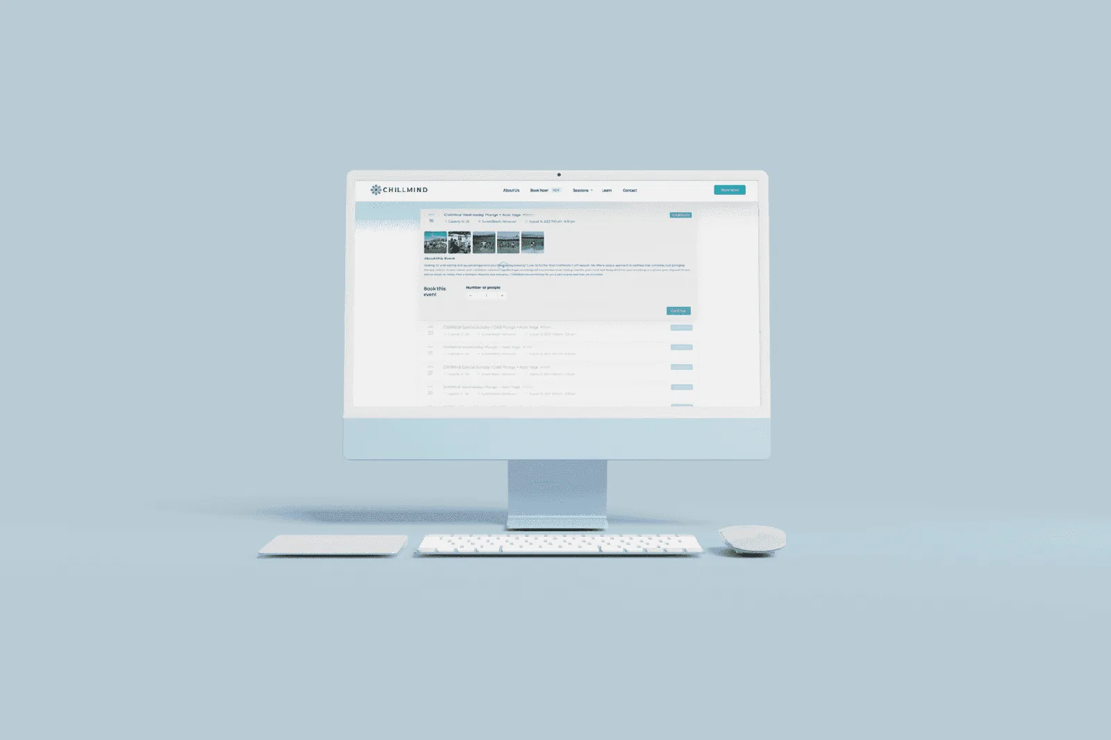 Ecommerce event booking interface for ecommerce website design.