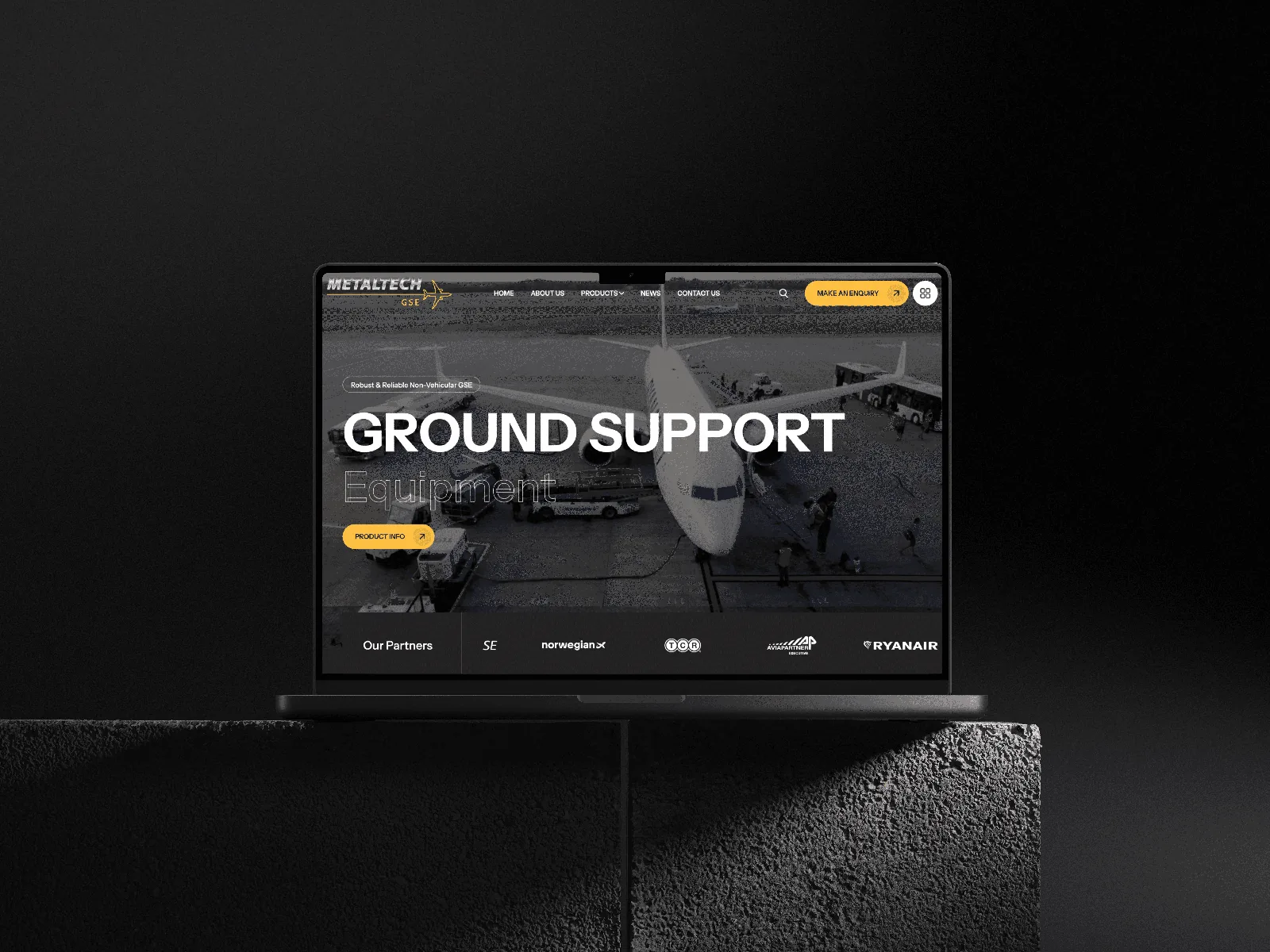 Homepage UI layout for website design featuring robust equipment.