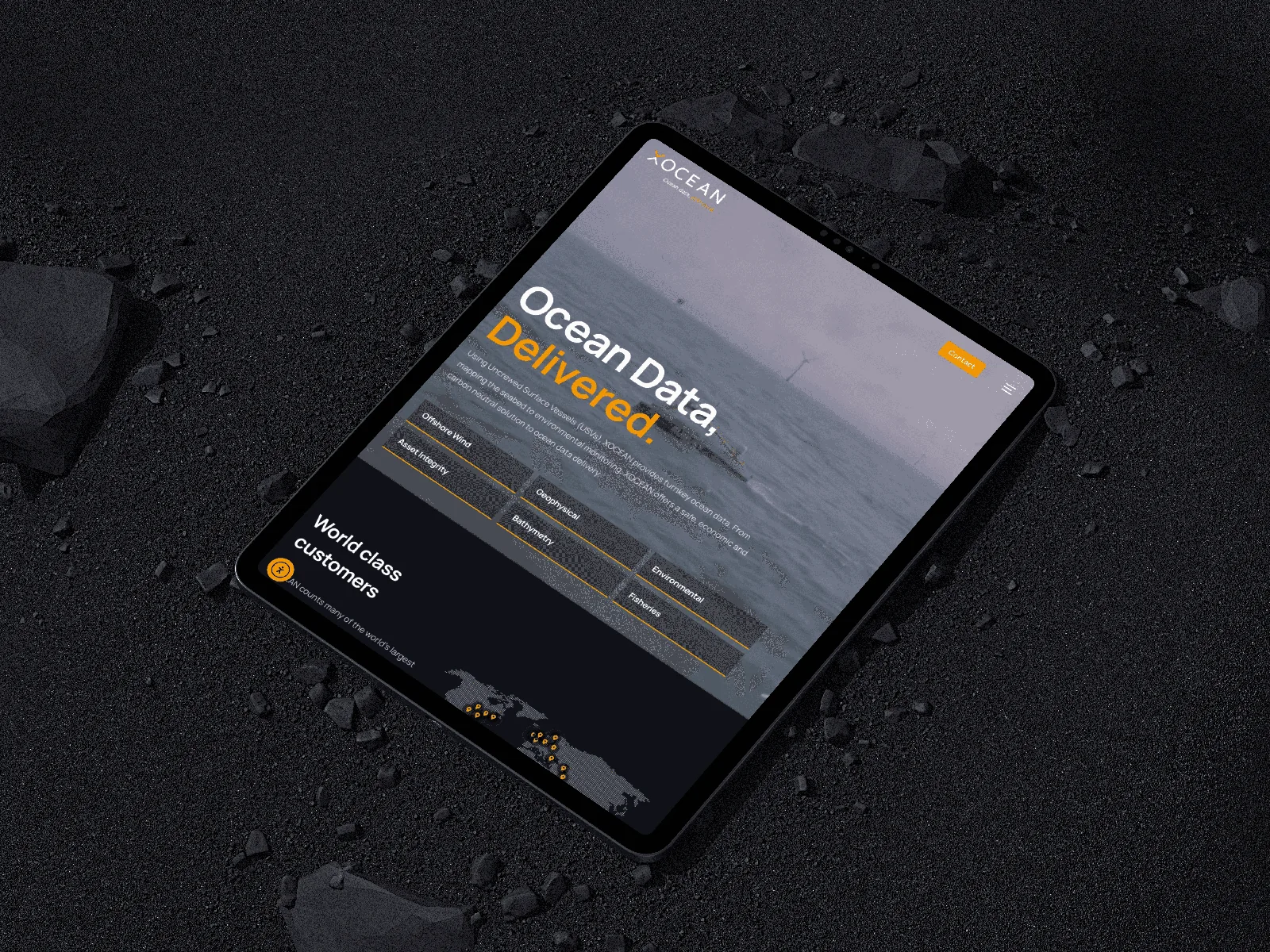 Website UI for XOCEAN, a specialised website design project.