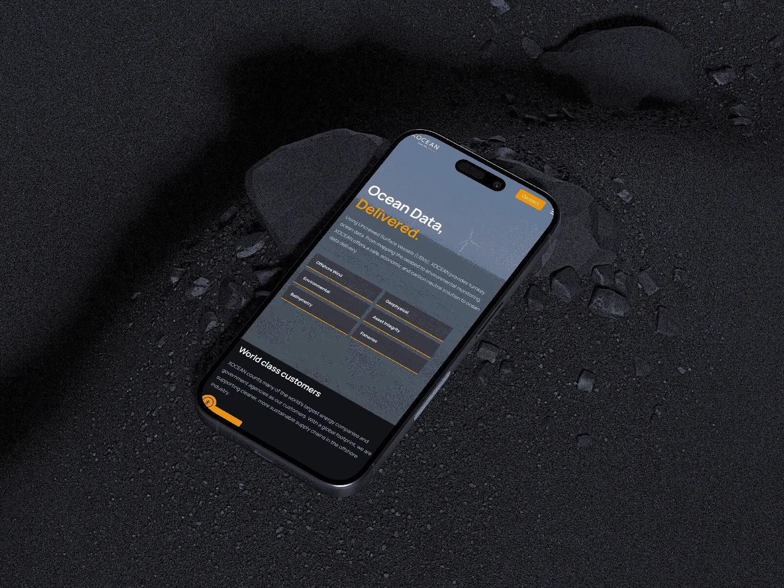 XOCEAN website on smartphone, displaying clean and responsive website design.
